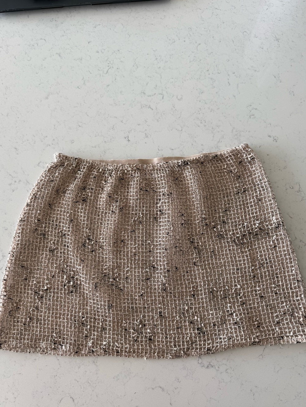 With Jean Beige Tweed Mini Skirt